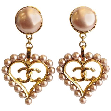 vintage chanel heart drop pearl earrings|most collectible Chanel earrings.